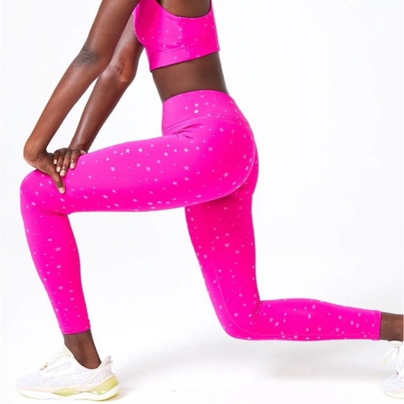 Terez Pants - TEREZ mini pink stars leggins S